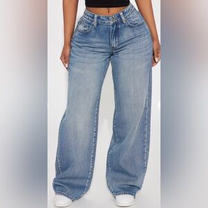 Fashion Nova Blue Flare Wide Leg Jeans